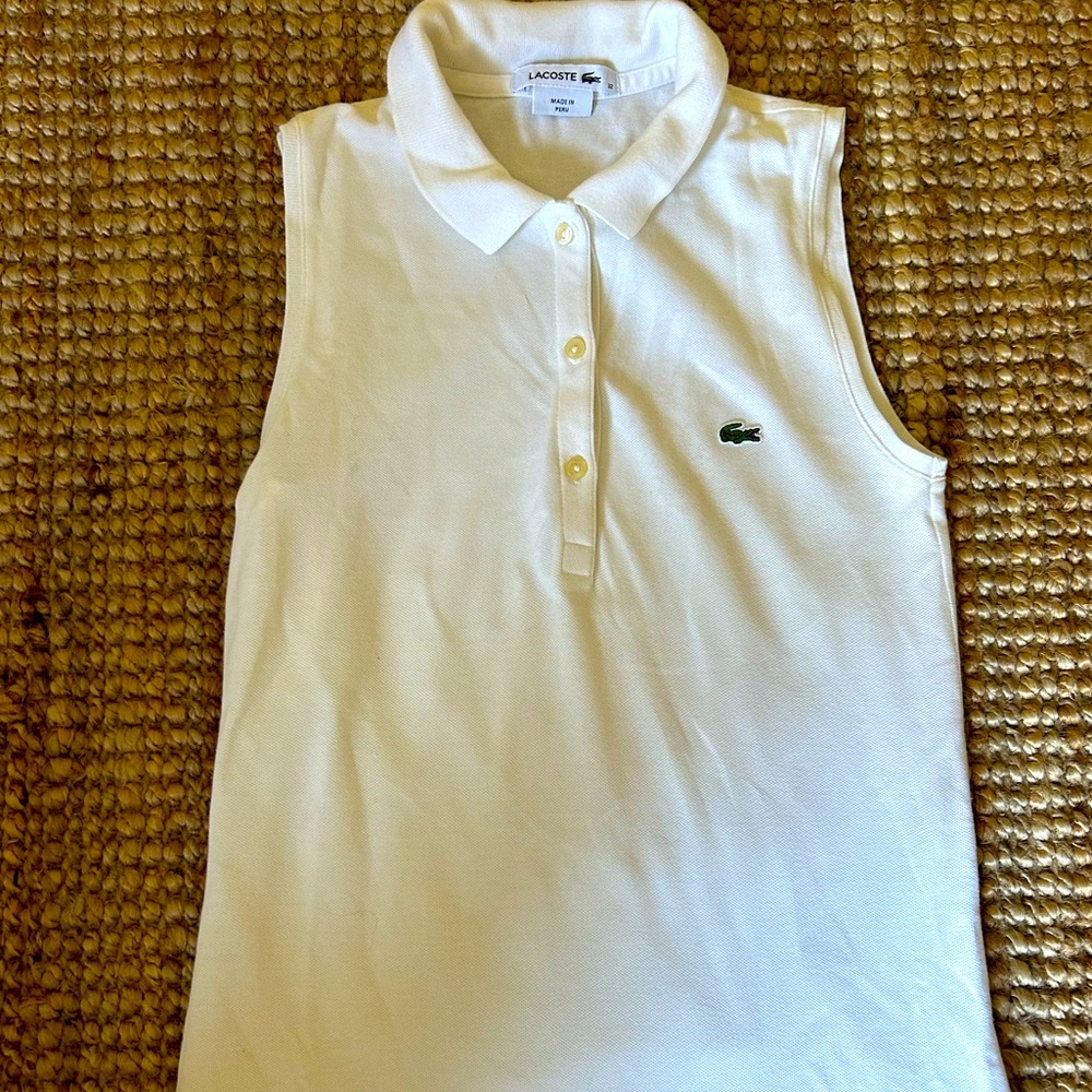 Lacoste sleeveless white polo shirt. Size 32